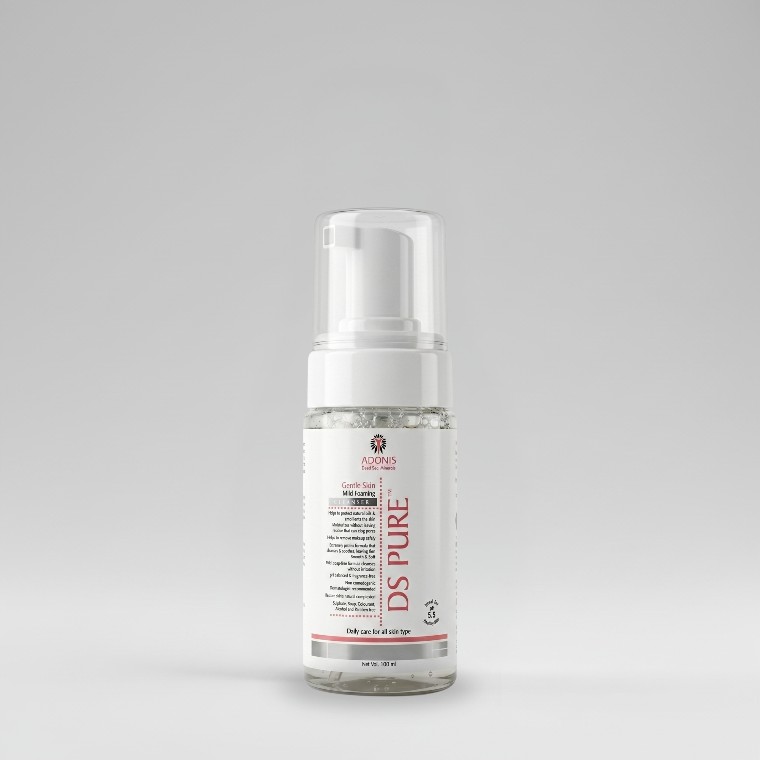 DS PURE Mild Foaming Cleanser 100 ml | Remove Dirt Excess Oil Foaming Face Wash Daily Gentle Face Cleanser For Men & Women All Skin Type